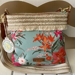 SPARTINA 449 Crossbody NWT Sea Foam Alljoy Landing Pattern Floral Pink Teal